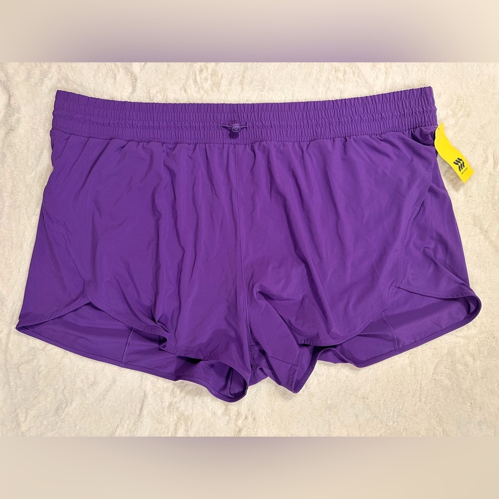 All In Motion Women's Shorts 4X Purple Activewear Pockets Lined Adjustable